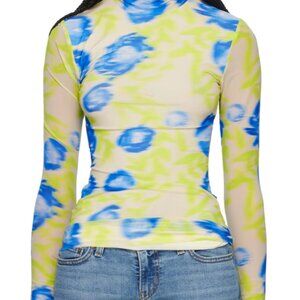 Ganni print mesh turtleneck